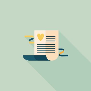 düğün davetiyesi düz simgesi ile uzun gölge, eps10