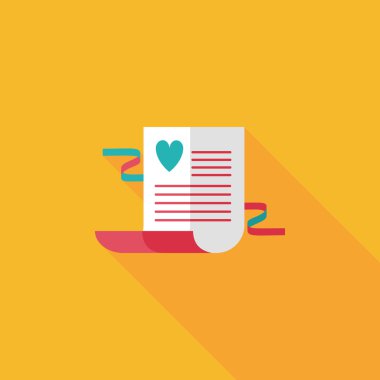 düğün davetiyesi düz simgesi ile uzun gölge, eps10