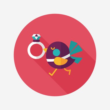 kuş uzun gölge, eps10 ile elmas yüzük düz simgesi ile düğün