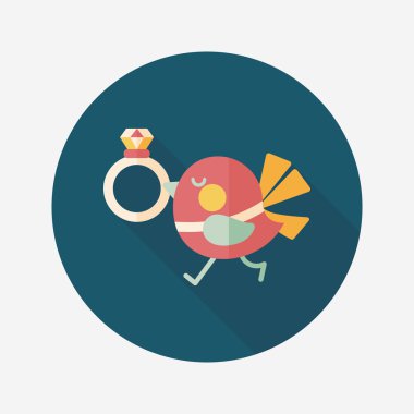 kuş uzun gölge, eps10 ile elmas yüzük düz simgesi ile düğün