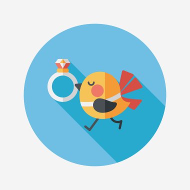 kuş uzun gölge, eps10 ile elmas yüzük düz simgesi ile düğün