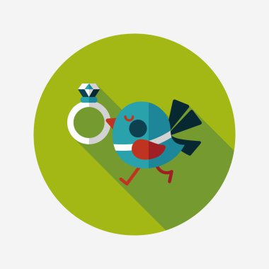 kuş uzun gölge, eps10 ile elmas yüzük düz simgesi ile düğün