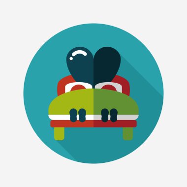 Düğün çifti yatak düz ikonu, uzun gölge, eps10