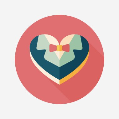 Düğün damat takım elbise uzun sha ile çerezleri düz simgesi kutu şeklinde