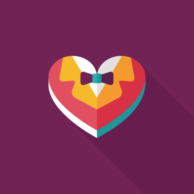 Düğün damat takım elbise uzun sha ile çerezleri düz simgesi kutu şeklinde