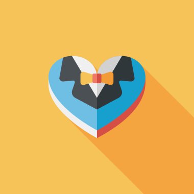 Düğün damat takım elbise uzun sha ile çerezleri düz simgesi kutu şeklinde