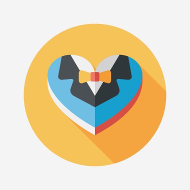 Düğün damat takım elbise uzun sha ile çerezleri düz simgesi kutu şeklinde