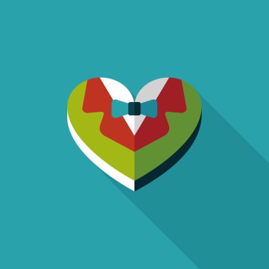 Düğün damat takım elbise uzun sha ile çerezleri düz simgesi kutu şeklinde