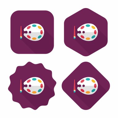 Resim paleti uzun gölge, eps 10 ile boya fırçası düz simgesi ile