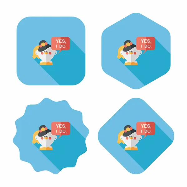 Casamento sim eu faço palavras de ícone de noiva plana com sombra longa, eps —  Vetores de Stock