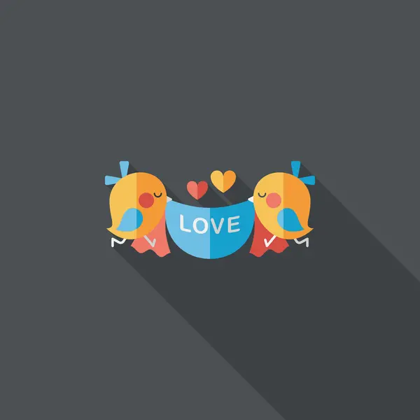 Icône plate oiseau de mariage avec ombre longue, eps10 — Image vectorielle