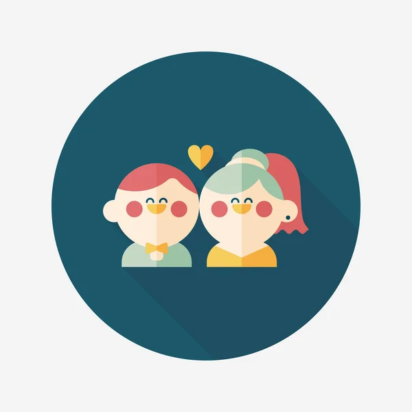 Pareja de boda icono plano con sombra larga, eps10 — Vector de stock