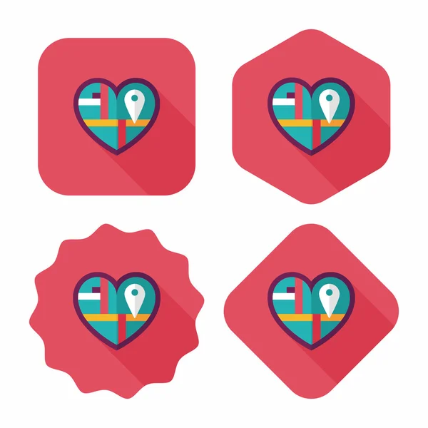 Corazón en forma de invitación de boda icono plano con sombra larga, eps10 — Vector de stock