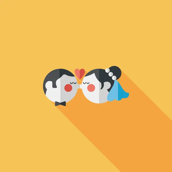 Pareja de boda icono plano con sombra larga, eps10 — Vector de stock