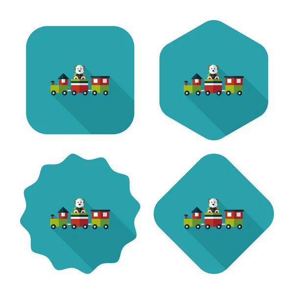 Train toy flat icon with long shadow, EPS 10 — стоковый вектор