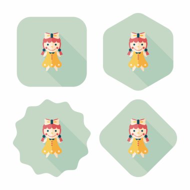 Uzun Gölge, eps 10 ile kız bebek oyuncak düz simgesi