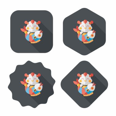 Çin yeni yılı uzun gölge, eps10 Çin maskot düz simgesiyle