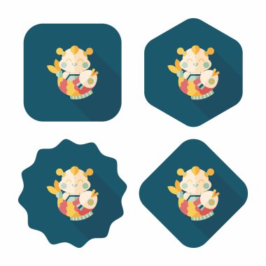 Çin yeni yılı uzun gölge, eps10 Çin maskot düz simgesiyle