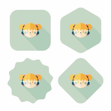 Çin yeni yılı kız uzun gölge, eps10 düz simgesiyle