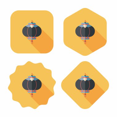 Çin yeni yılı uzun gölge, eps10, Çinli bir dekor ile düz simgesi