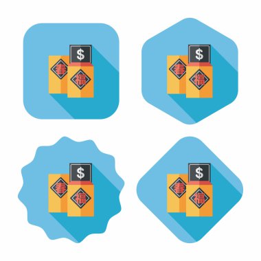 Chinees Nieuwjaar rode platte pictogram van de envelop met de lange schaduw, eps10