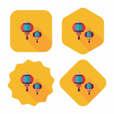 Çin yeni yılı uzun gölge, eps10, Çinli bir dekor ile düz simgesi