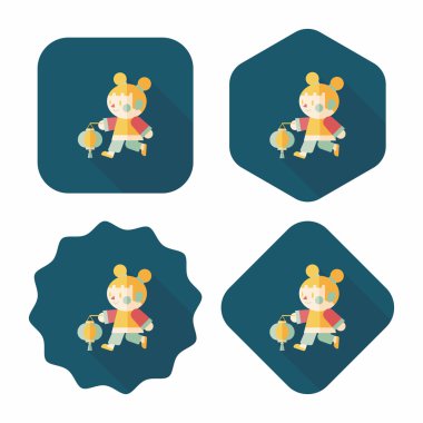 Çin yeni yılı kız uzun gölge, eps10 düz simgesiyle