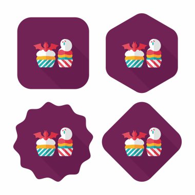 Uzun Gölge, eps10 sopası düz simgesi ile Halloween cupcakes