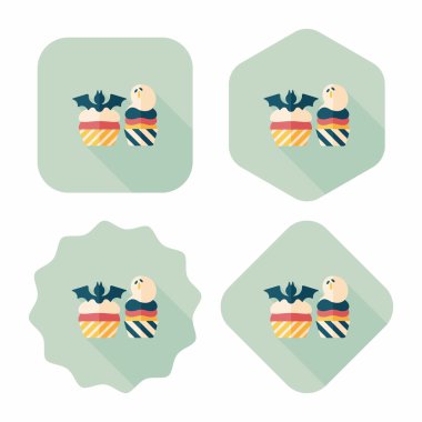 Uzun Gölge, eps10 sopası düz simgesi ile Halloween cupcakes