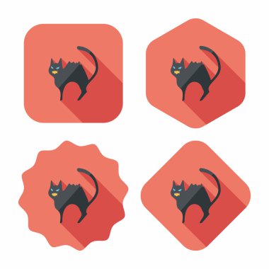 kötü kedi düz simgesi ile uzun gölge, eps10