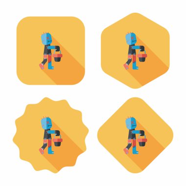 Cadılar Bayramı mumya düz simgesi ile uzun gölge, eps10