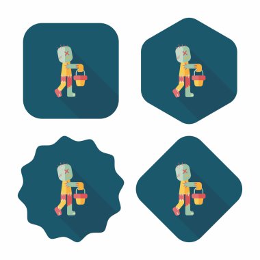 Cadılar Bayramı mumya düz simgesi ile uzun gölge, eps10