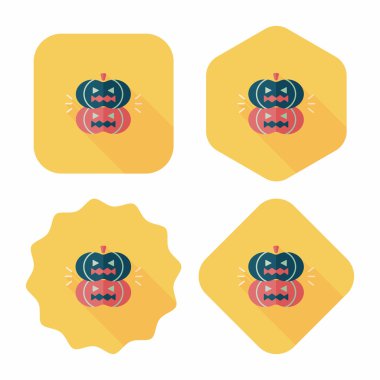 Balkabağı canavarı düz simgesi ile uzun gölge, eps10