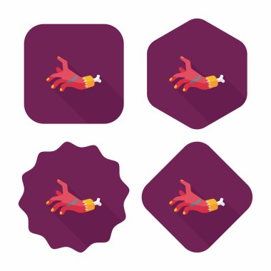 Cadılar Bayramı zombi el düz simgesi ile uzun gölge, eps10