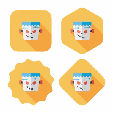 Frankenstein düz simgesi ile uzun gölge, eps10