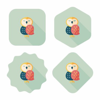 Cadılar Bayramı baykuş düz simgesi ile uzun gölge, eps10