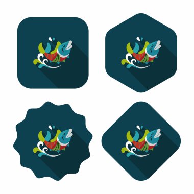 Çin yeni yılı uzun gölge, eps10, Çinli bir dekor ile düz simgesi