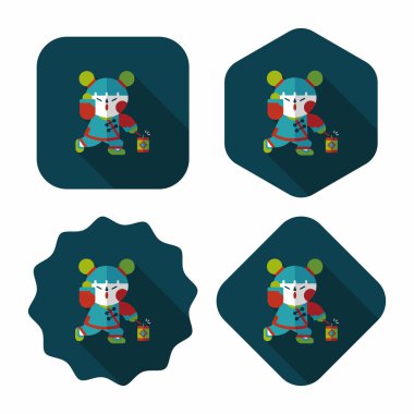 Çin yeni yılı kız uzun gölge, eps10 düz simgesiyle