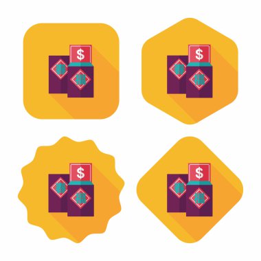 Chinees Nieuwjaar rode platte pictogram van de envelop met de lange schaduw, eps10