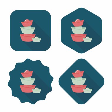 Çin yeni yılı uzun gölge, eps10, Altın külçe de düz simgesiyle