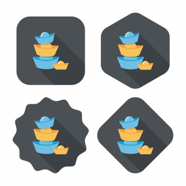 Çin yeni yılı uzun gölge, eps10, Altın külçe de düz simgesiyle