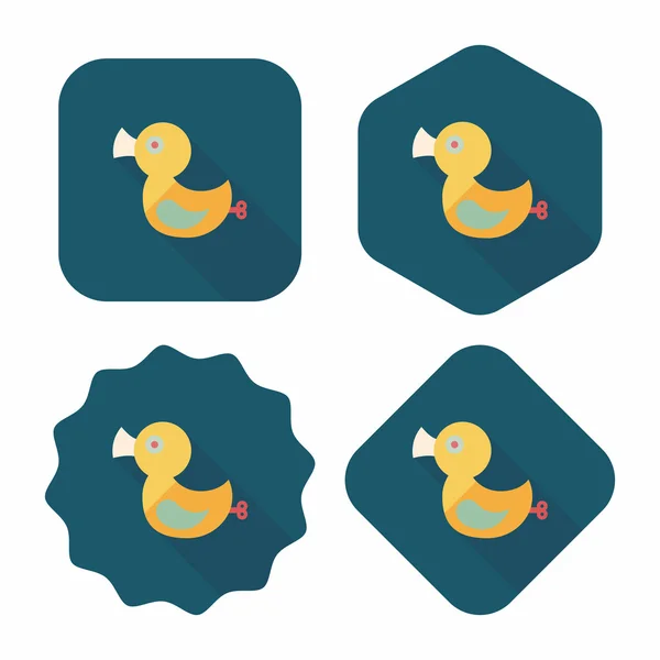 Duck toy flat icon with long shadow,eps 10 — Stock Vector