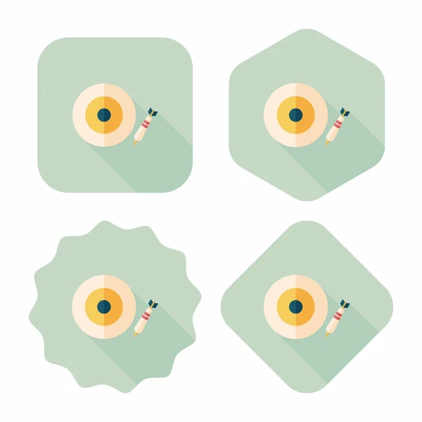 Darten platte doelpictogram met lange schaduw, eps10 — Stockvector