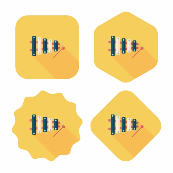 Xylofon flat ikonen med långa skugga, eps10 — Stock vektor