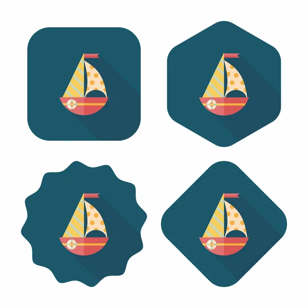 Sailboat flat icon with long shadow,eps10 — Stock Vector