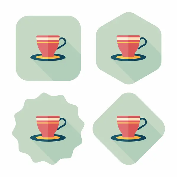 Кофейная чашка плоская икона с длинной тенью, eps10 — стоковый вектор