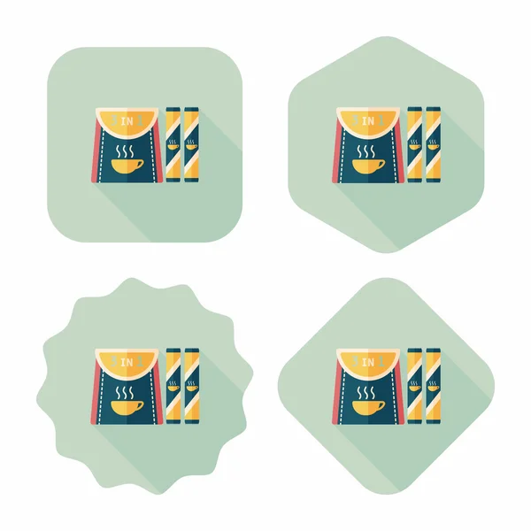 3 in 1 koffiepauze platte pictogram met lange schaduw, eps10 — Stockvector