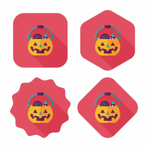 Boîte en forme de citrouille Halloween icône plate avec ombre longue, eps10 — Image vectorielle