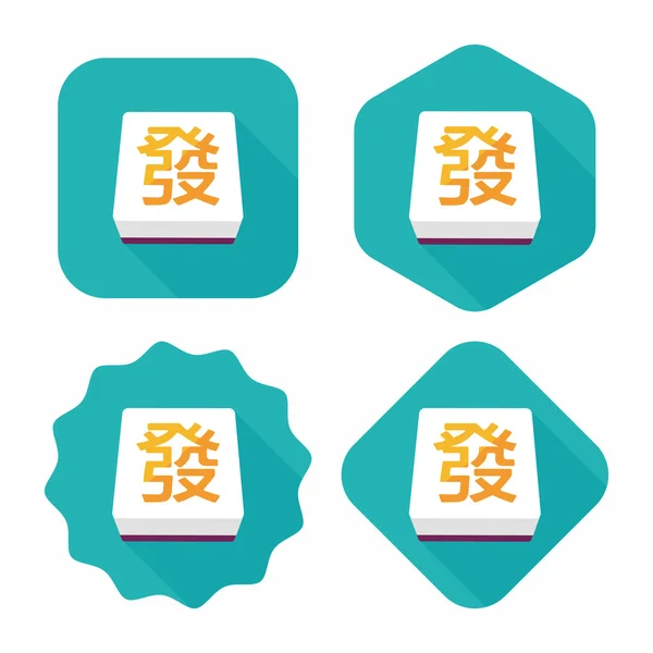 Mahjong chinois icône plate avec ombre longue, eps10 — Image vectorielle