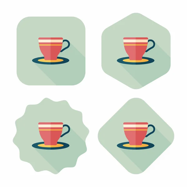 Coffee cup flat icon with long shadow,eps10 — Stock Vector